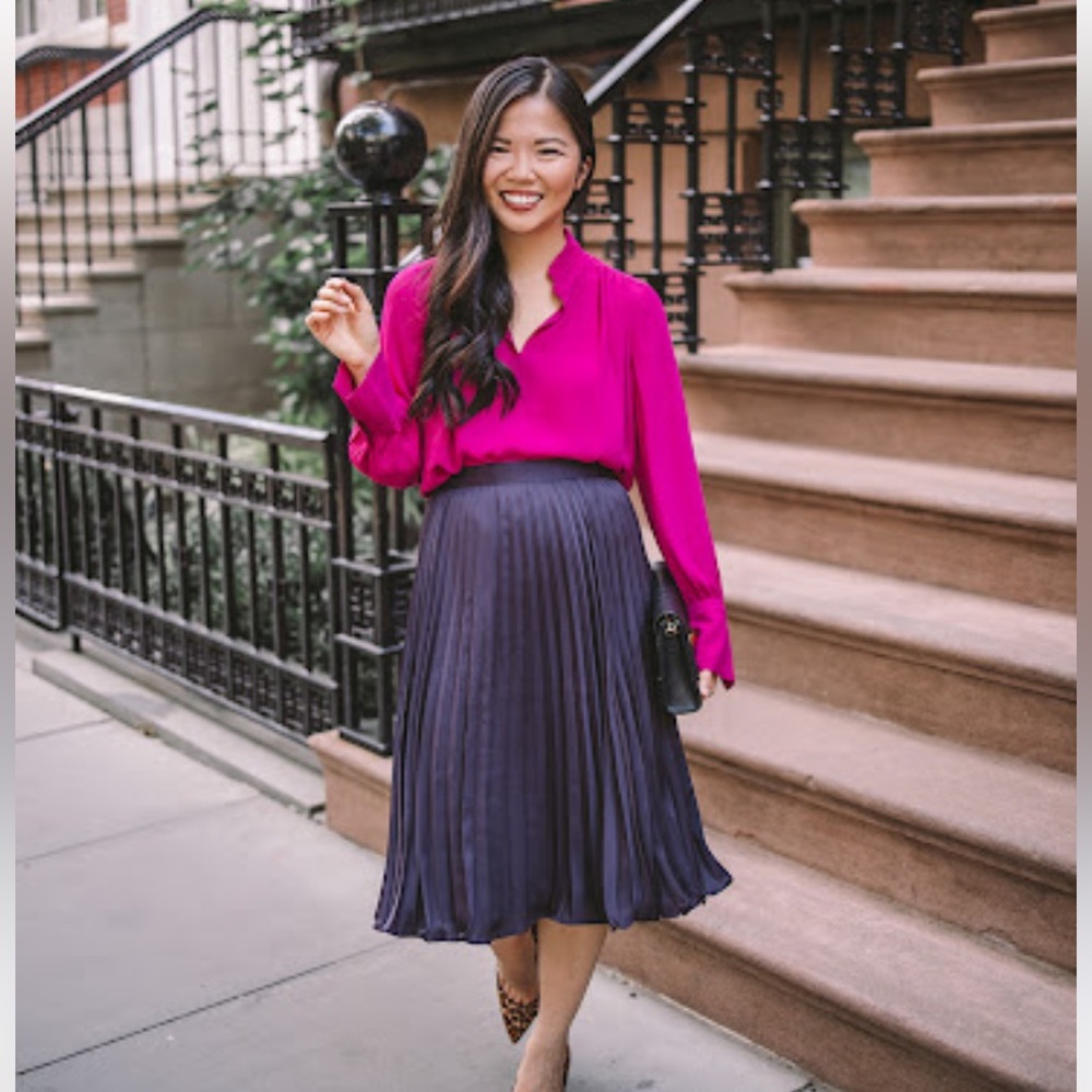Ann Taylor Deep Purple Midi Skirt - Picture 3 of 11